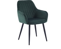 Colenis® - Beverly Eetkamerstoel - Set Van 4 - Groen - Fluweel - Met armleuning