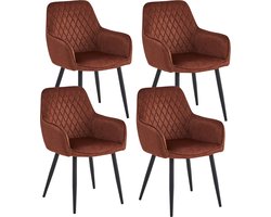 Colenis® - Beverly Eetkamerstoel - Set Van 4 - Oxidrood - Vintage Velvet - Industrieel - Rood