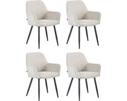 Colenis® - Beverly Eetkamerstoel - Set Van 4 - Taupe - Chenille Stof - Industrieel