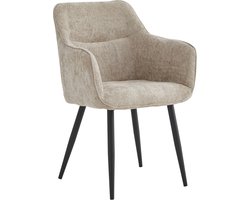 Colenis® - City Eetkamerstoel - Set Van 4 - Taupe - Chenille Stof - Industrieel - Stoel - Design - Armleuningen