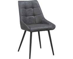 Colenis® - Dansk Eetkamerstoel - Set Van 2 - Antraciet - Microfiber Stof - Industrieel - Stoel