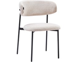 Colenis® - Daria Eetkamerstoelen - Set van 4 - Beige - Chenille Stof - Luxe Gestoffeerde Zitting - Industrieel Design - Metalen Poten - Stoel