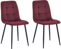 Colenis® - Ela Eetkamerstoel - Set Van 2 - Bordeaux - Fluweel - Velvet - Industrieel