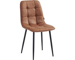Colenis® - Ela Eetkamerstoel - Set Van 2 - Cognac - Microvezel - Industrieel