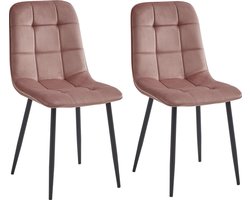 Colenis® - Ela Eetkamerstoel - Set Van 2 - Roze -Fluweel - Velvet - Industrieel