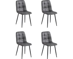 Colenis® - Ela Eetkamerstoel - Set Van 4 - Antraciet - Microvezel - Industrieel