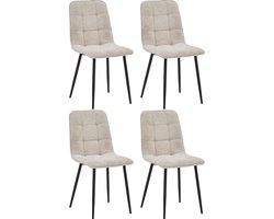 Colenis - Ela Eetkamerstoel - Set Van 4 - Beige - Chenille Stof - Design