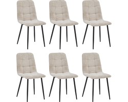 Colenis - Ela Eetkamerstoel - Set Van 6 - Beige - Chenille Stof - Design
