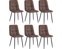 Colenis® - Ela Eetkamerstoel - Set Van 6 - Bruin - Fabb Stof - Industrieel