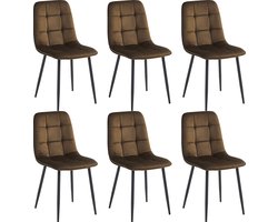 Colenis - Ela Eetkamerstoel - Set Van 6 - Bruin - Velvet - Design