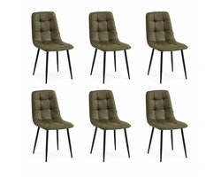 Colenis - Ela Eetkamerstoel - Set Van 6 - Groen - Microvezel - Design