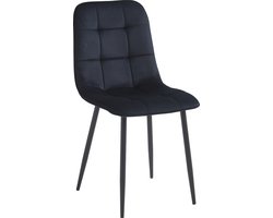 Colenis® - Ela Eetkamerstoel - Set Van 6 - Zwart - Fluweel - Velvet - Industrieel
