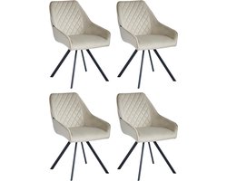 Colenis® - Elias Eetkamerstoel - Set Van 4 - Beige - Velvet - 180° draaibaar