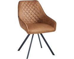 Colenis® - Elias Eetkamerstoel - Set Van 4 - Cognac - Microfiber Stof - 180° draaibaar
