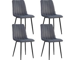 Colenis® - Eline Eetkamerstoel Set Van 4 - Grijs - Velvet