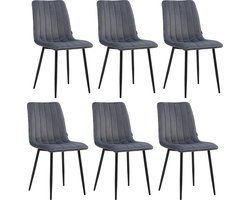 Colenis® - Eline Eetkamerstoel Set Van 6 - Grijs - Velvet