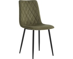 Colenis® - Elise Eetkamerstoel - Set Van 4 - Olijfgroen - Velvet - Industrieel - Stoel