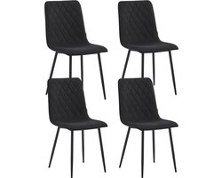 Colenis® - Elise Eetkamerstoel - Set Van 4 - Zwart - Fabb Stof - Industrieel