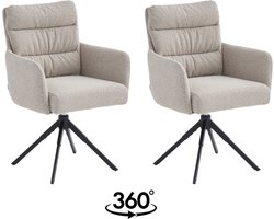 Colenis® - Exquisa Eetkamerstoel - Set Van 2 - Beige - Bouclé Stof - Design - Draaibaar - 360° - Met Return Memory Functie