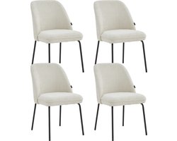 Colenis® - Julia Eetkamerstoel - Set Van 4 - Beige - Linnen Stof - Industrieel - Design