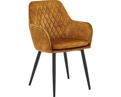 Colenis® - Laura eetkamerstoel - Set Van 2 - Honey gold - Adoré Velvet - Industrieel - Met armleuning