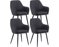 Colenis® - Lavinia Eetkamerstoel - Set Van 4 - Antraciet - Microfiber - Industrieel