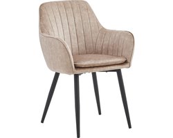 Colenis - Lavinia Eetkamerstoel - Set Van 4 - Champagne - Fluweel - Velvet - Industrieel - Met armleuning