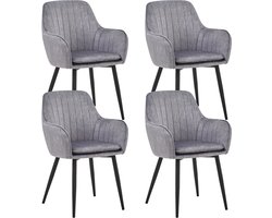 Colenis® - Lavinia Eetkamerstoel - Set Van 4 - Grijs - Adoré Velvet - Industrieel