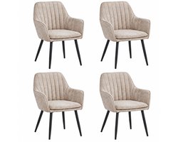 Colenis® - Lavinia Eetkamerstoel - Set Van 4 - Taupe - Chenille Stof - Design