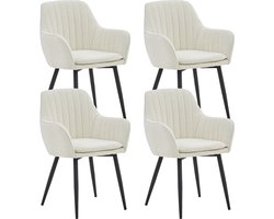 Colenis® - Lavinia Eetkamerstoel - Set Van 4 - Wit - Bouclé - Industrieel
