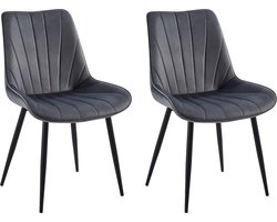 Colenis® - Lesedi Eetkamerstoel - Set Van 2 - Grijs - Fluweel - Velvet - Industrieel
