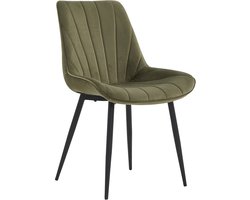Colenis - Lesedi Eetkamerstoel - Set Van 2 - Olijfgroen - Velvet - Industrieel - Stoel