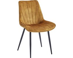 Colenis® - Lesedi Eetkamerstoel - Set Van 4 - Honey - Adoré Velvet - Industrieel