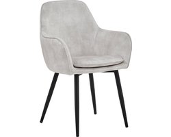 Colenis® - Levan eetkamerstoel - Set Van 2 - Ecru - Adoré Velvet - Industrieel - Met armleuning