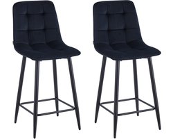 Colenis® - Luciano Barkruk - Set Van 2 - Zwart - Fluweel - Velvet - Design