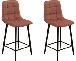 Colenis® - Luciano Barstoel - Set Van 2 - Roze - Fluweel - Velvet - Design