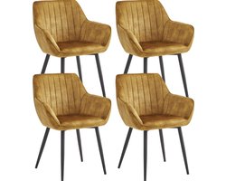 Colenis® - Luna Eetkamerstoel - Set Van 4 - Honey - Adoré Velvet - Met armleuning