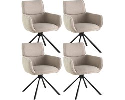 Colenis® - Marta Eetkamerstoel - Set Van 4 - Beige - Bouclé Stof - Industrieel - Metalen poten - Stoelen - Draaibaar - 180°