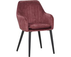 Colenis® - Melly Eetkamerstoel - Set Van 6 - Roze - Fluweel - Velvet - Met armleuning