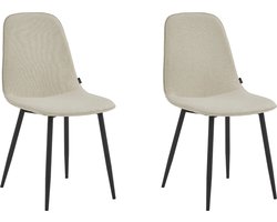 Colenis® - Milou Eetkamerstoelen - Set Van 2 - Beige - Linnen Stof - Industrieel - Stoelen