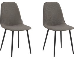 Colenis® - Milou Eetkamerstoelen - Set Van 2 - Grijs - Linnen Stof - Industrieel - Stoelen
