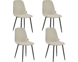 Colenis® - Milou Eetkamerstoelen - Set Van 4 - Beige - Linnen Stof - Industrieel - Stoelen