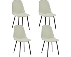 Colenis® - Milou Eetkamerstoelen - Set Van 4 - Licht Beige - Linnen Stof - Industrieel - Stoelen