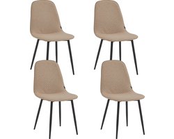 Colenis® - Milou Eetkamerstoelen - Set Van 4 - Taupe - Linnen Stof - Industrieel - Stoelen