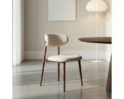 Colenis - Nara Eetkamerstoel - Set van 4 - Beige - Bruine metalen poten - Japandi Stijl