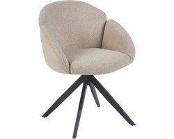 Colenis® - Nes Eetkamerstoel - Set van 4 - Beige - Bouclé Stof - Metalen Frame - Industrieel Design - Draaibaar - 180° - Met Return Memory Functie