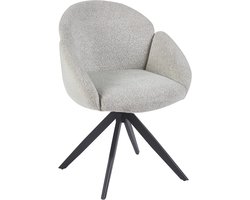 Colenis® - Nes Eetkamerstoel - Set van 4 - Ecru - Bouclé Stof - Metalen Frame - Industrieel Design - Draaibaar - 180° - Met Return Memory Functie