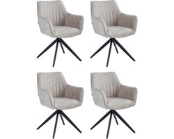Colenis® - New Yade Eetkamerstoelen - Set van 4 - Taupe - Chenille Stof - 180° Draaistoelen