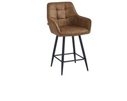 Colenis® - New York Barkruk - Set Van 2 - Cognac - Microfiber Stof - Microvezel - Industrieel - Barstoel