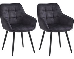 Colenis® - Oriana Eetkamerstoel - Set Van 2 - Antraciet - Adoré Velvet - Design